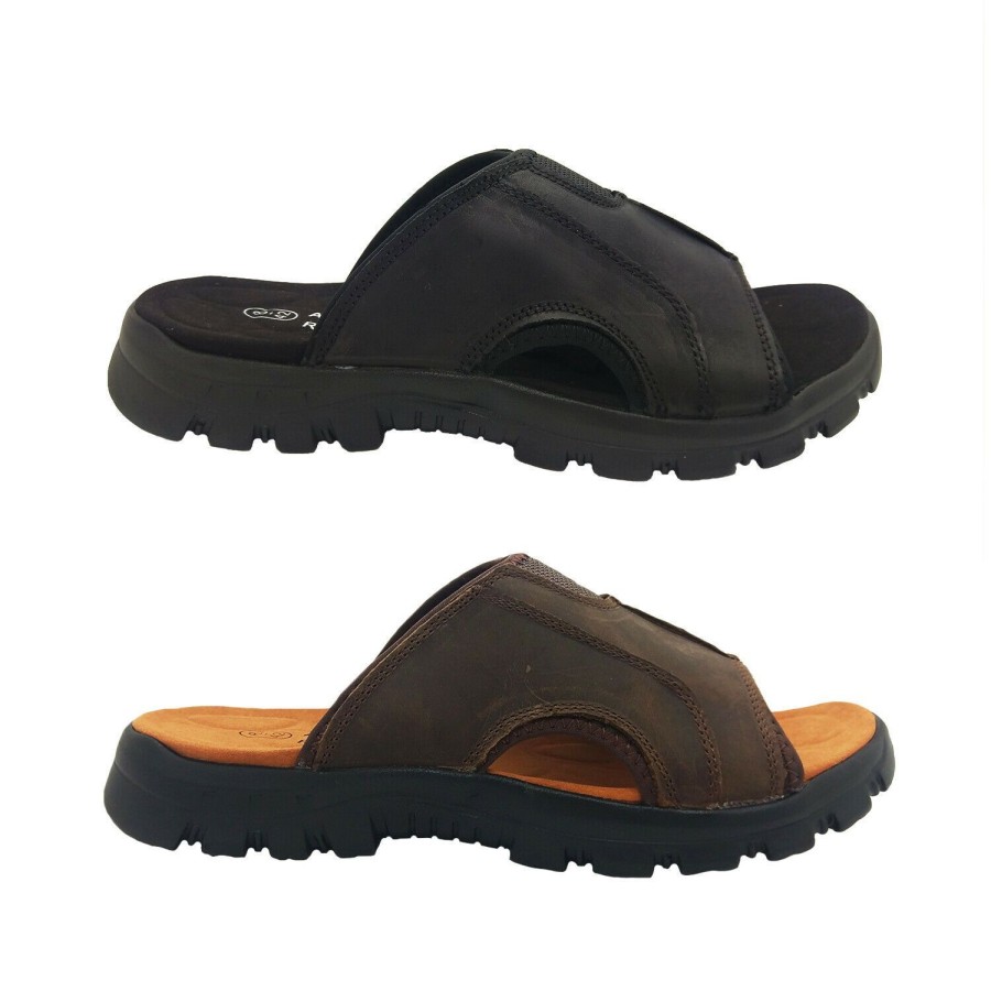 Men Audrino Rapelli | Mens Sandals Audrino Rapelli Jerry Leather Slide Footbed Sandal Light Size 6-12