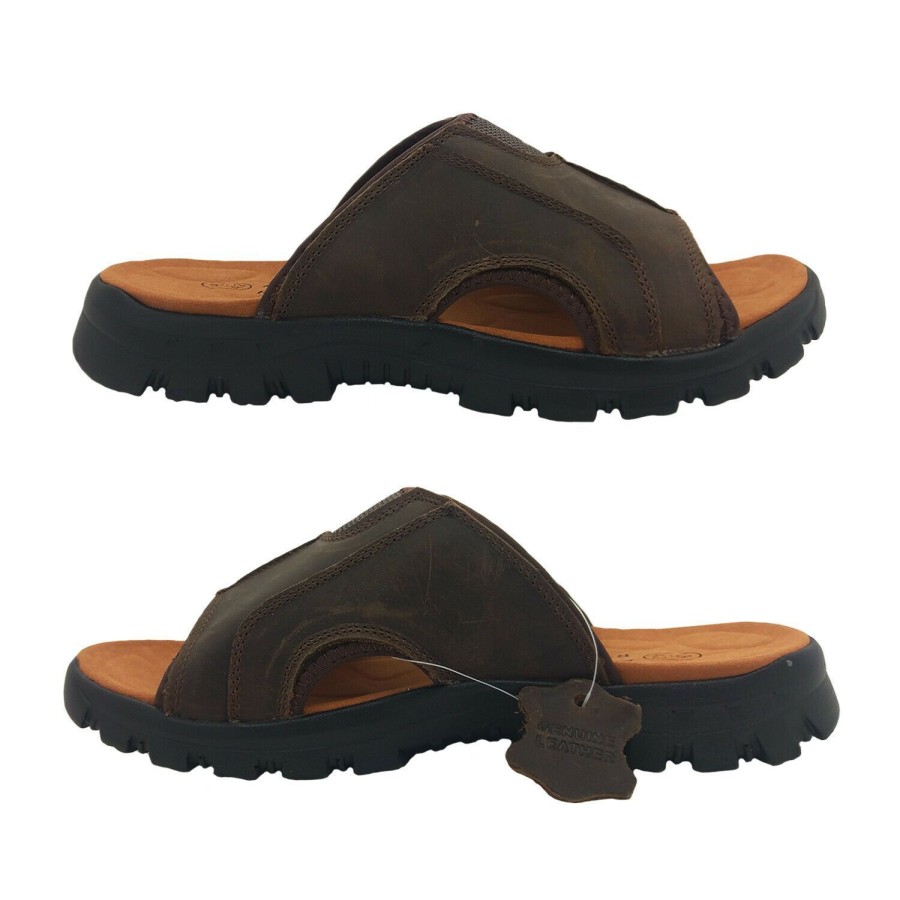 Men Audrino Rapelli | Mens Sandals Audrino Rapelli Jerry Leather Slide Footbed Sandal Light Size 6-12