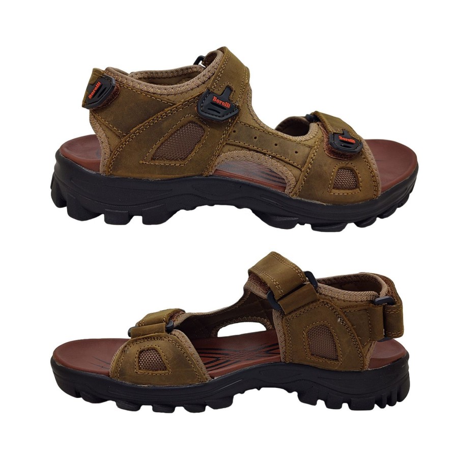 Men Borelli | Mens Shoes Sandals Borelli Malibu Triple Fasten Leather Sandal Size 6-12 New