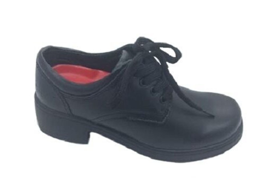 Women Corbi | Ladies School Shoes Corbi Sandy Lace Up Leather Multi Fit Shoes Uk 3-8 Black