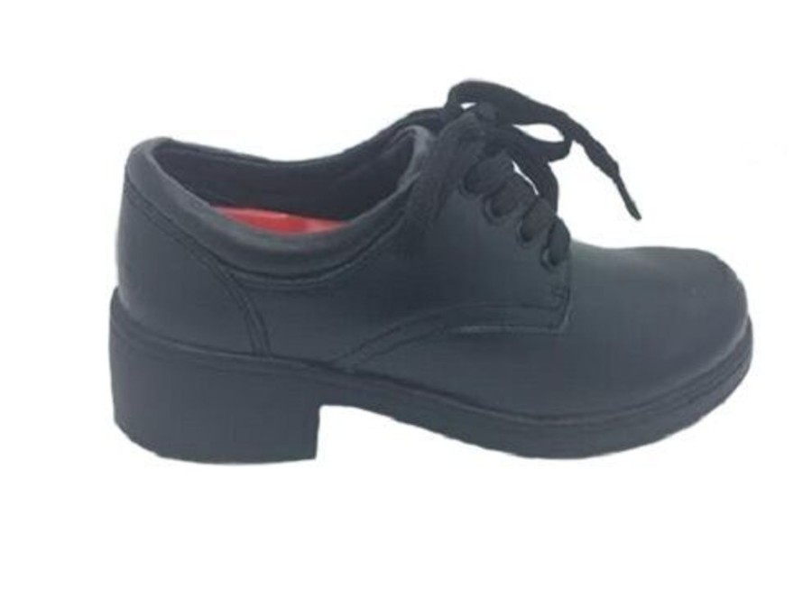 Women Corbi | Ladies School Shoes Corbi Sandy Lace Up Leather Multi Fit Shoes Uk 3-8 Black