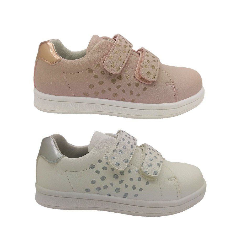 Kids Grosby Casual | Grosby Sara Spot Little Girls Casual Shoes Spot Print Hook And Loop Flats