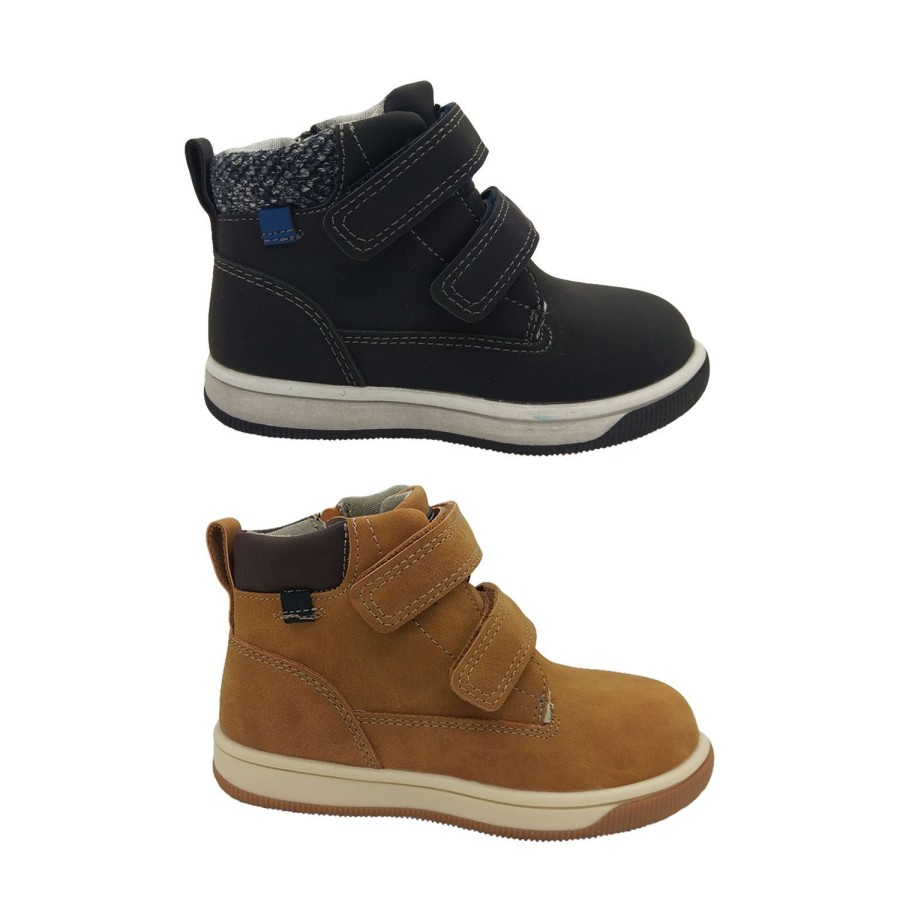 Kids Grosby Boots | Grosby Parker Little Boys Boots Ankle Length Double Hook And Loop Zip Side