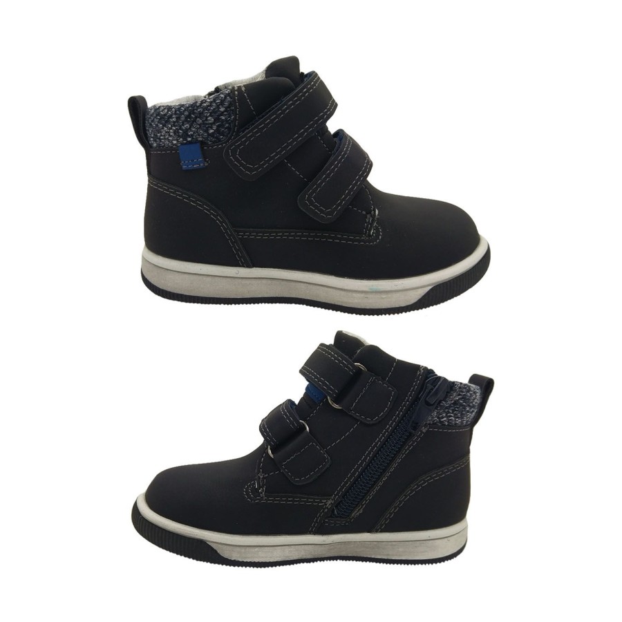 Kids Grosby Boots | Grosby Parker Little Boys Boots Ankle Length Double Hook And Loop Zip Side