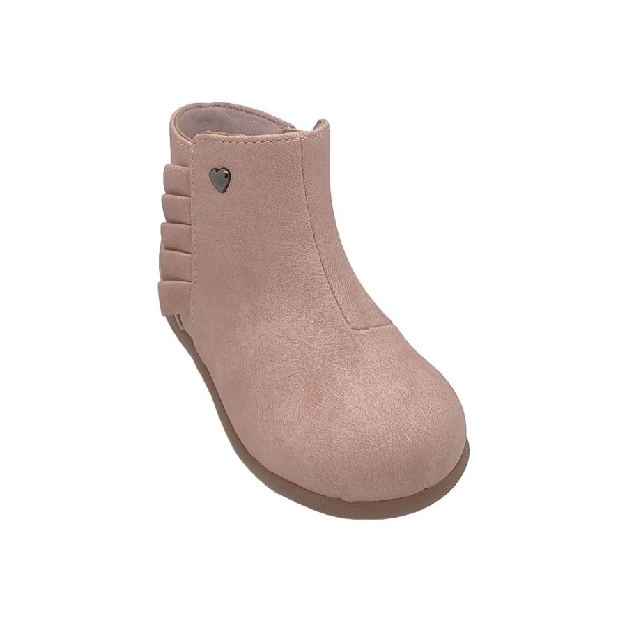 Kids Grosby Boots | Grosby Kayla Frill Little Girls Shoes Ankle Boots Cute Zip Open Flat Sole Pink