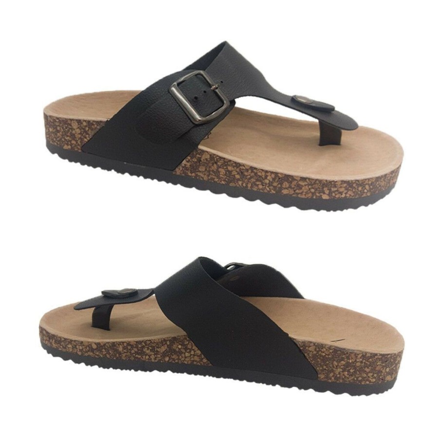 Women Bernice | Ladies Shoes Bernice Jamila Sandals Comfort Cork Footbed Thong Adjust Buckle