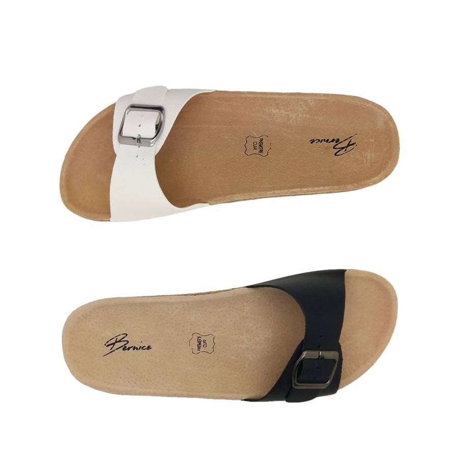 Women Bernice | Bernice Juliet Ladies Sandals Comfort Single Buckle Slide Cork Footbed