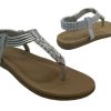 Kids Bellissimo Sandals | Girls Sandals Bellissimo Vision Jewelled Front Thong Sandal Size 11-4 New Silver