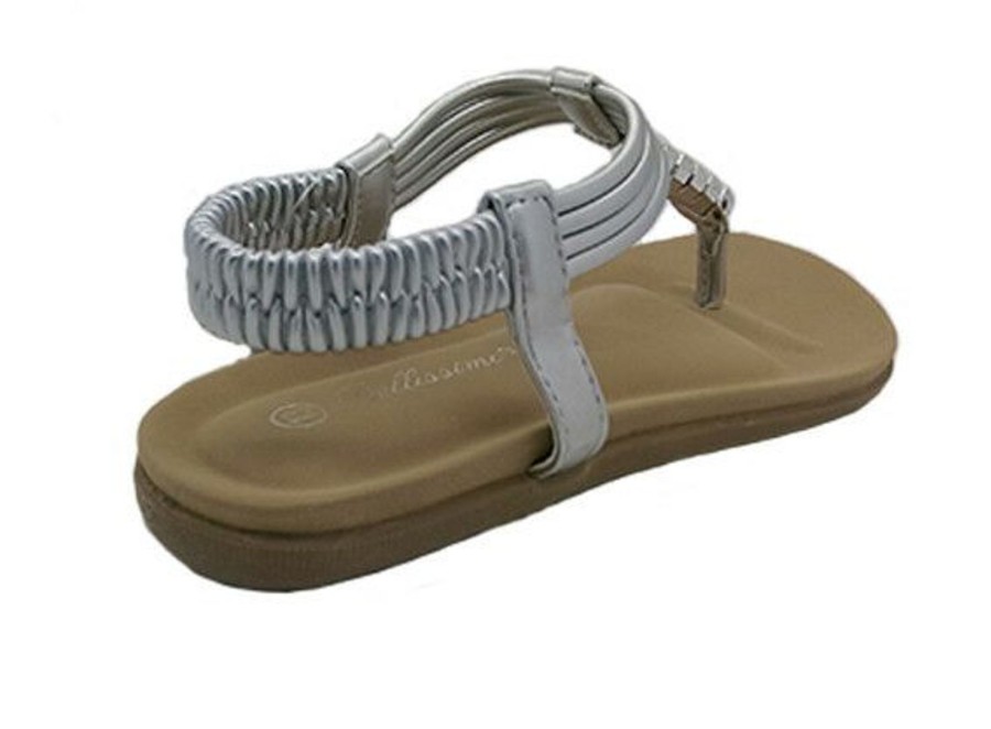 Kids Bellissimo Sandals | Girls Sandals Bellissimo Vision Jewelled Front Thong Sandal Size 11-4 New Silver