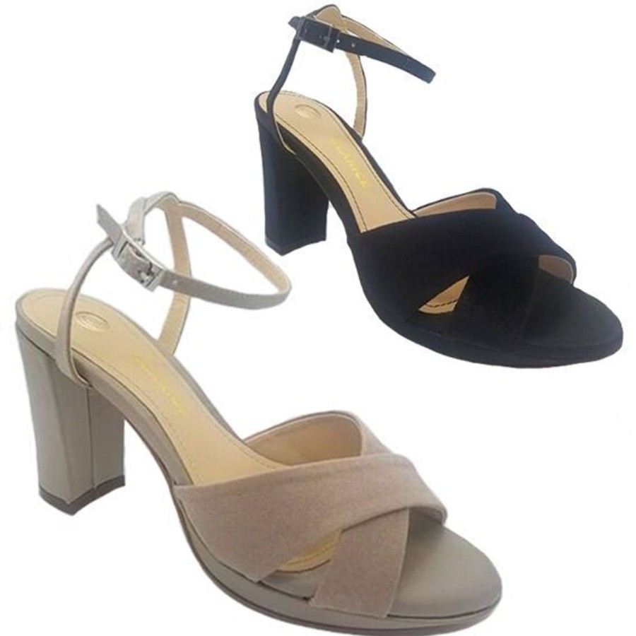 Women Clarice | Ladies Clarice Ziandra Black Or Block Heels Formal Work Shoe 5-10