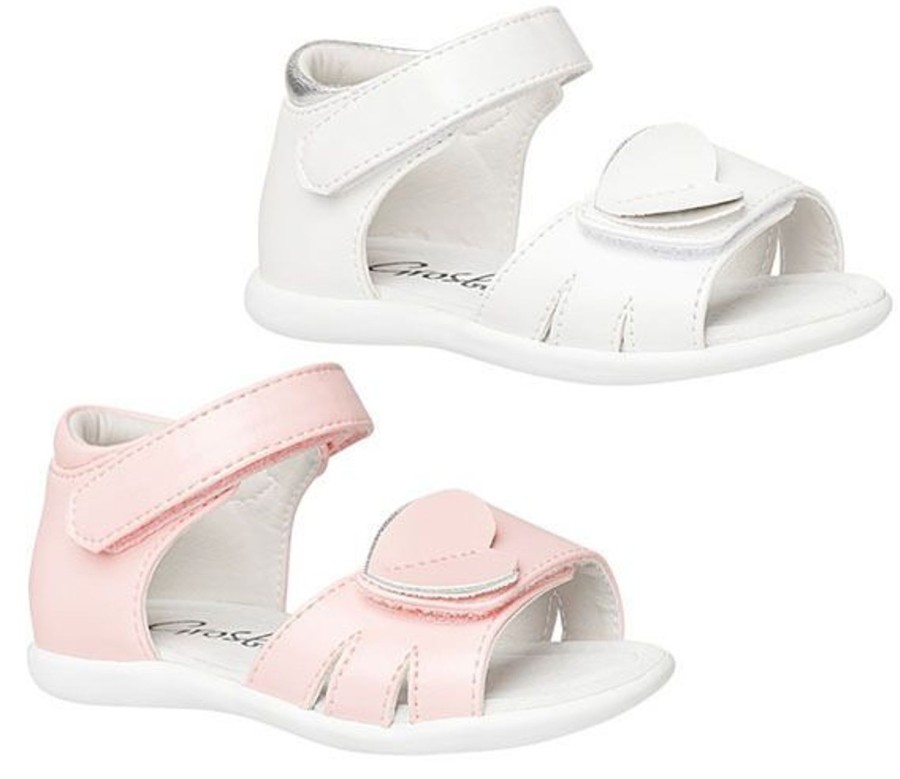 Kids Grosby Sandals | Girls Shoes Grosby Heather White Or Pink Sandals Size 4-10 New Leather Lining