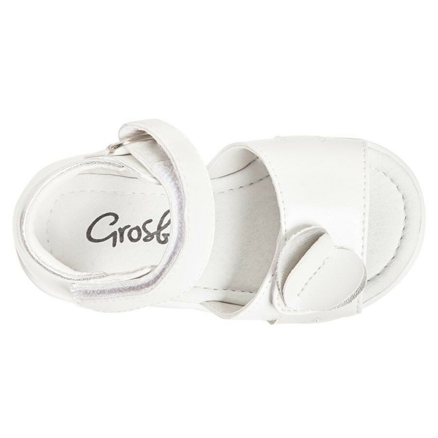 Kids Grosby Sandals | Girls Shoes Grosby Heather White Or Pink Sandals Size 4-10 New Leather Lining