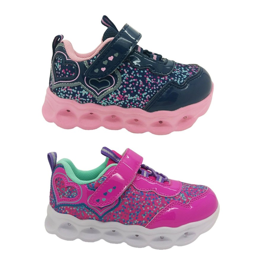 Kids Bolt Runners | Girls Shoes Bolt Kimbra Led Light Up Sole Runner Hook And Loop Size Uk 6-2 New