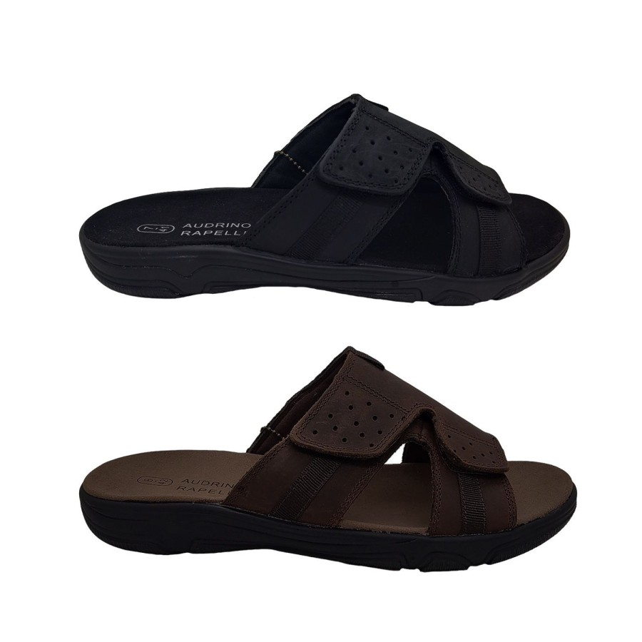 Men Audrino Rapelli | Audrino Rapelli Darwin Mens Sandals Leather Upper Slip On Footbed Sandal Light