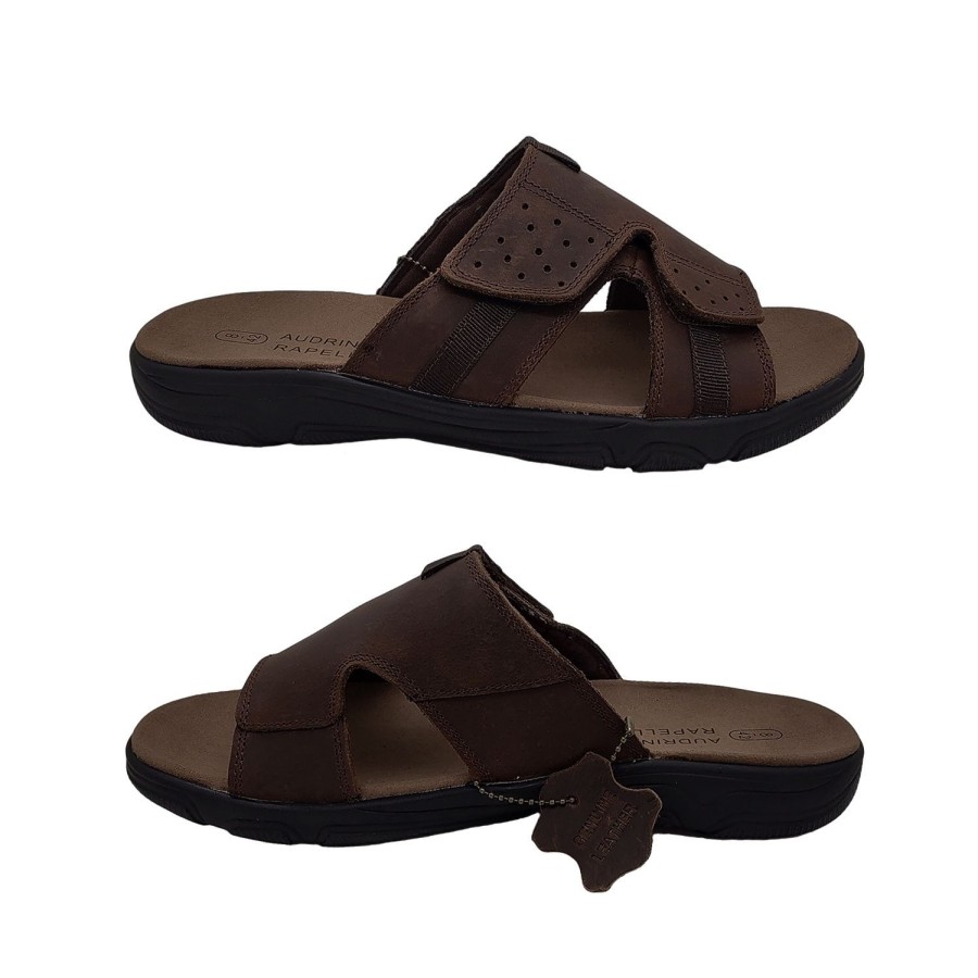 Men Audrino Rapelli | Audrino Rapelli Darwin Mens Sandals Leather Upper Slip On Footbed Sandal Light