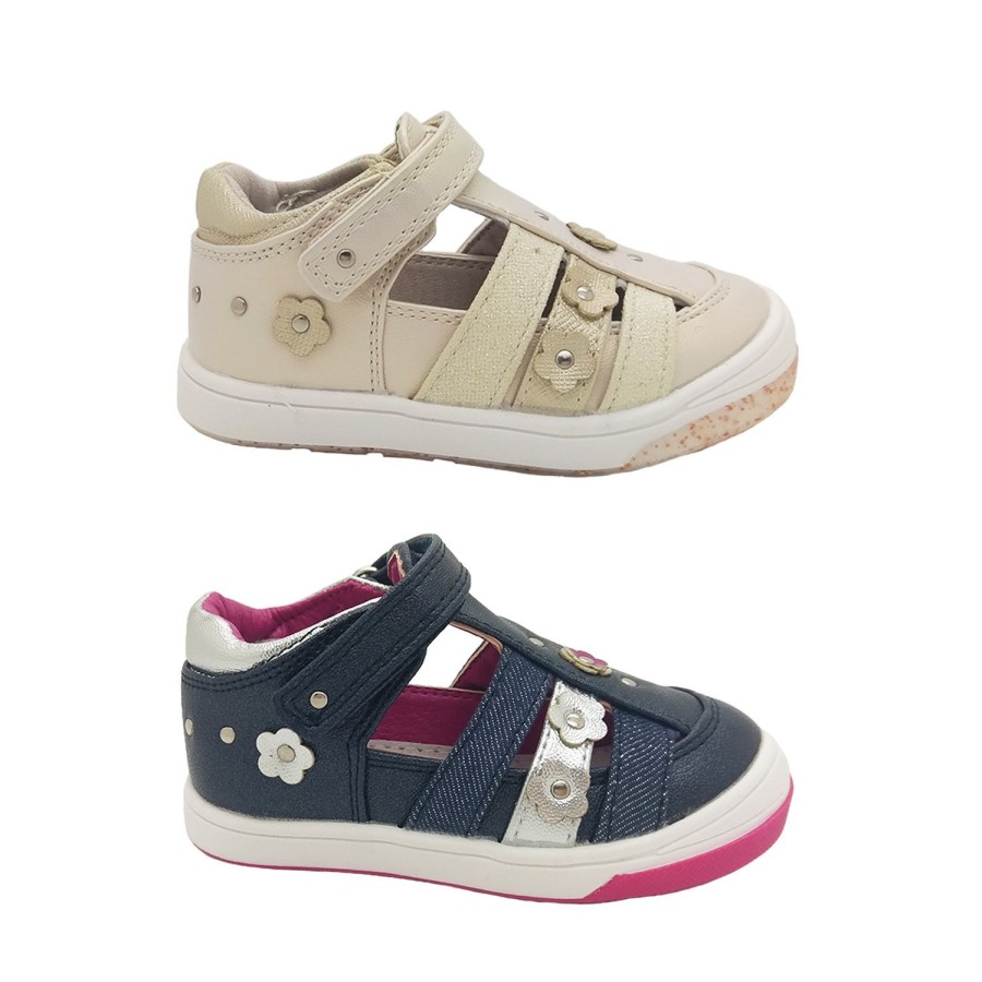 Kids Grosby Casual | Grosby Daxon Little Girls Summer Shoes Adjustable Strap Covered Look