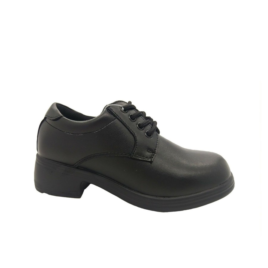 Women Grosby | Grosby Ellery Ladies School Shoes Lace Up Leather Light Heel Shoes Black