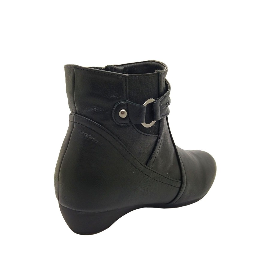 Women Bellissimo | Bellissimo Yvonne Womens Ankle Boot Wedge Sole Side Zip Soft Upper Size 5-10 Black