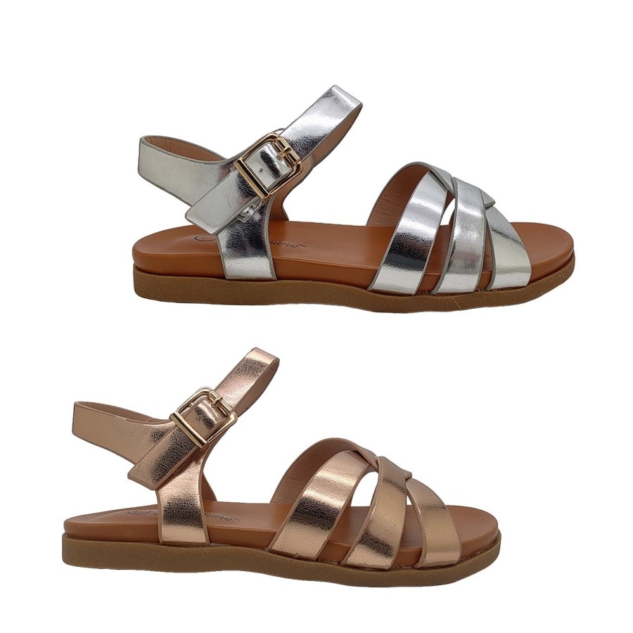 Kids Bellissimo Sandals | Bellissimo Pixie Girls Shoes Sandals Crossover Straps Buckle Adjust Flat Sole