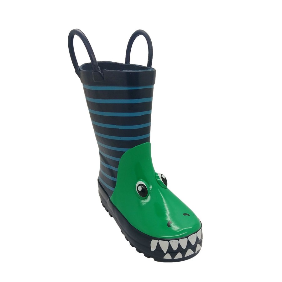 Kids Jellies Outdoor | Jellies Snapper Boys Gumboots Crocodile Design Wellies Rear Fin Pull On Loops Blue