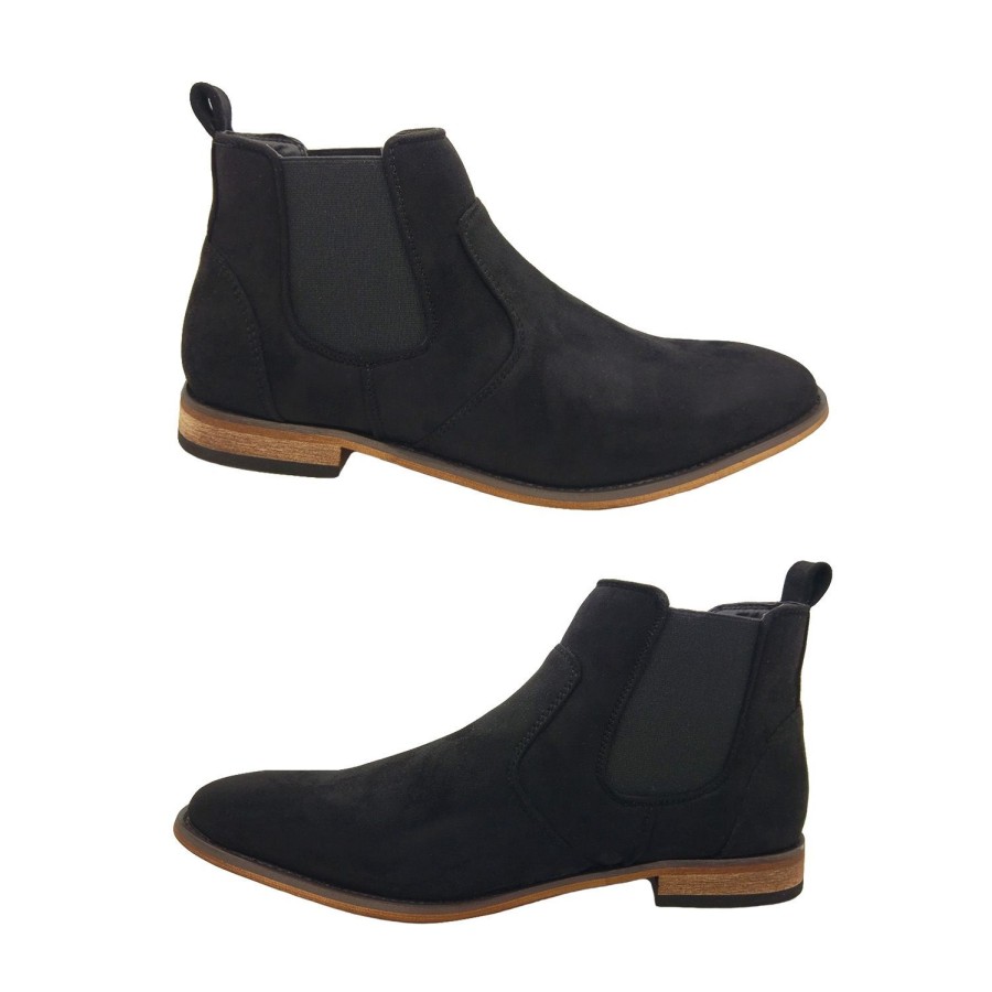 Men Woodlands | Woodlands Ricky Mens Ankle Boots Casual Elastic Pull On Style Size 7-12 Black