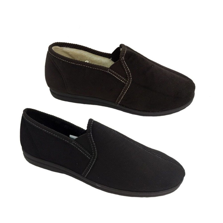 Men Grosby | Mens Slippers Grosby Rowan Or Fleecy Lined Elastic Sides Size 6-12