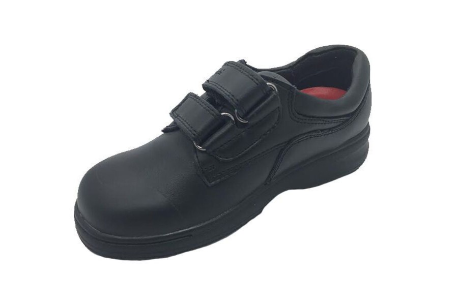 Kids Corbi School | Boys Shoes Corbi Reef Black Leather School Shoe Size 11-3 New Hook And Loop