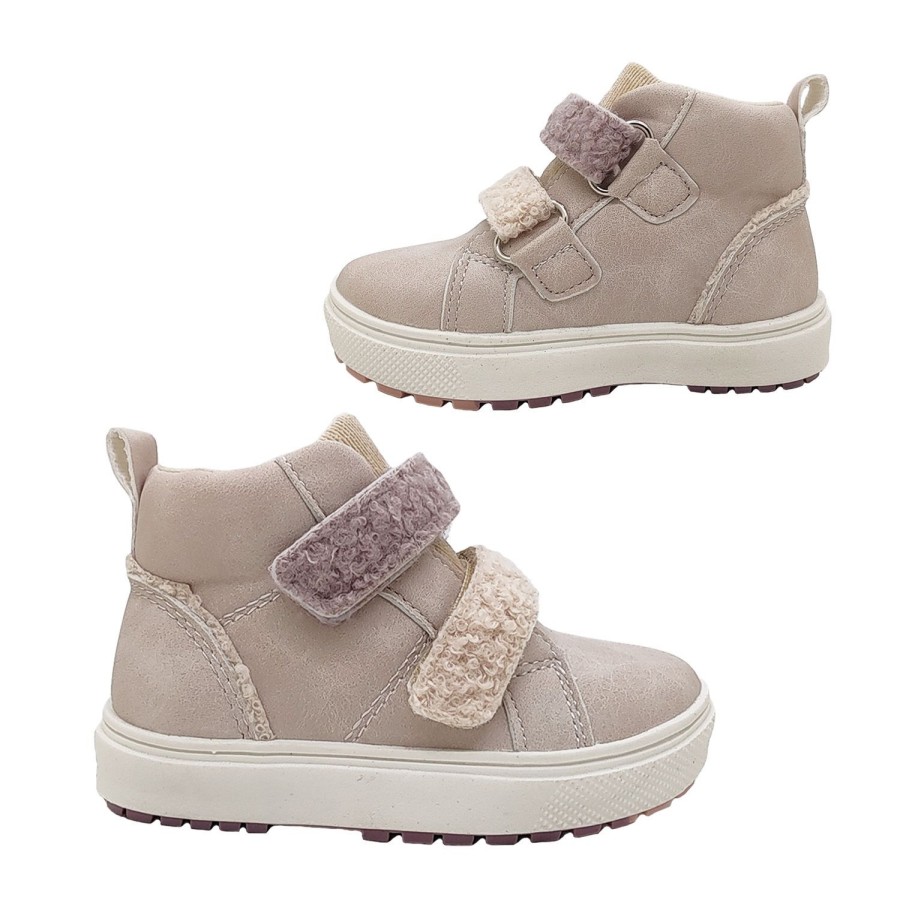 Kids Grosby Boots | Grosby Remy Little Girls Toddler Boot Ankle Flat Coloured Double Strap Light Beige