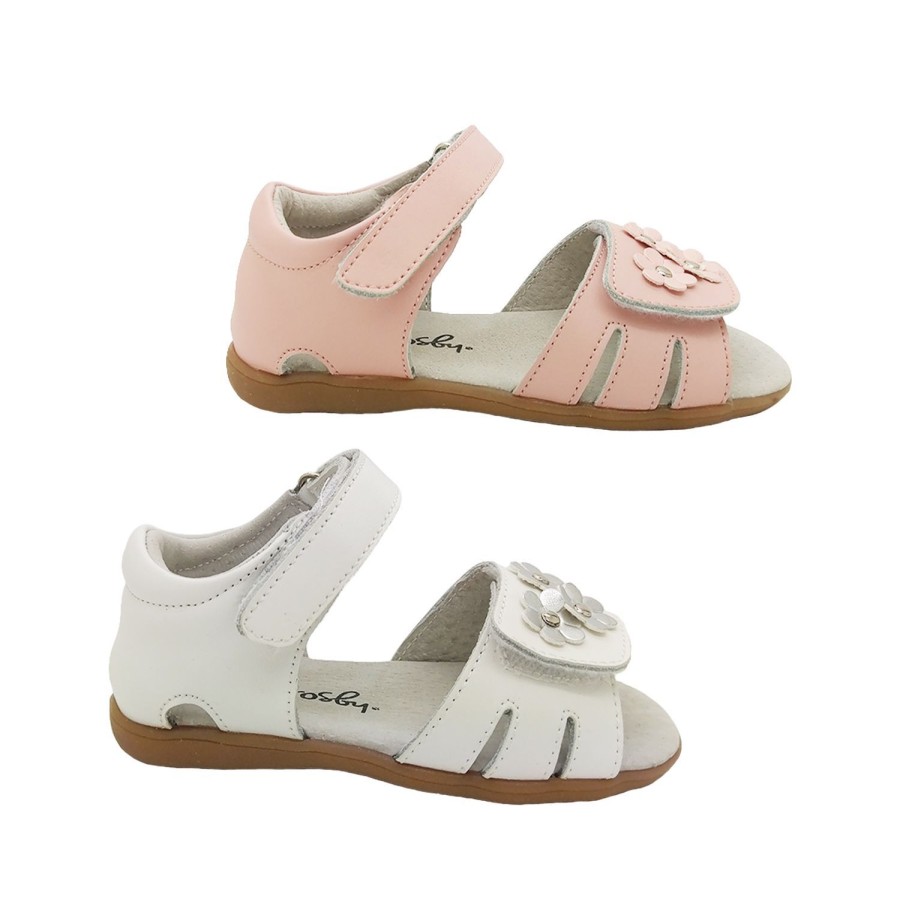 Kids Grosby Sandals | Girls Shoes Grosby Amelie Little Girls Leather Sandals Adjustable Back In