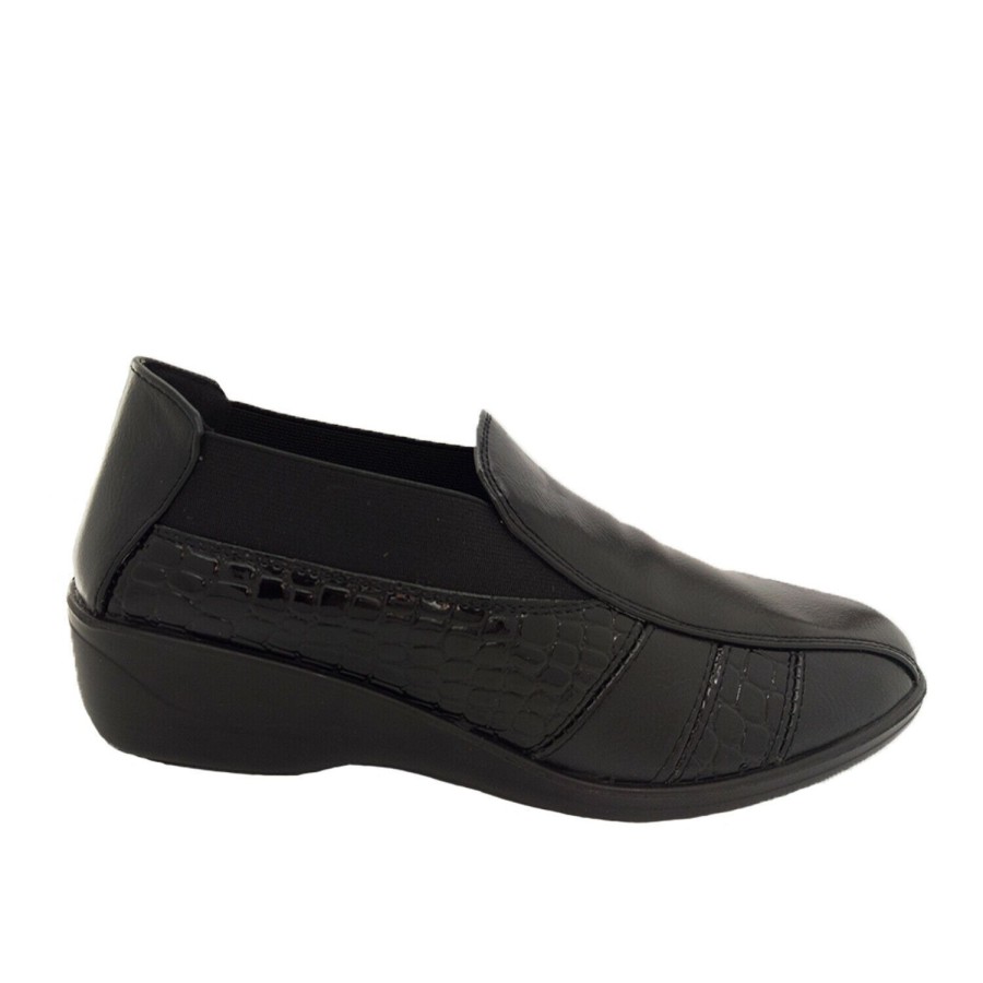 Women Lorella | Ladies Shoes Lorella Farley Slip On High Cut Comfort Work Shoes Size 5-11 Black