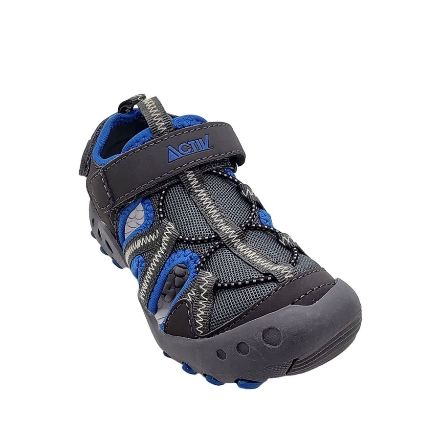 Kids Activ Sandals | Activ Lake Boys Sandal Closed Toe Surf Style Adjustable Solid Flex Sole Grey