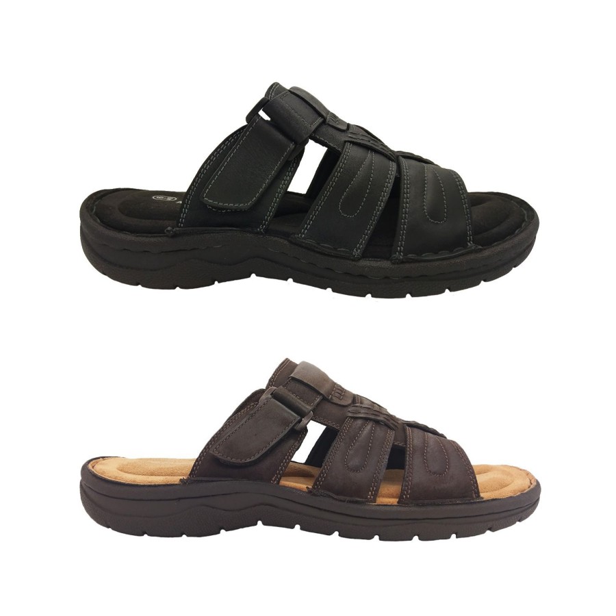 Men Audrino Rapelli | Mens Sandals Audrino Rapelli Nick Leather Slide Footbed Sandal Light Size 6-12