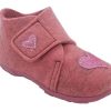 Kids Grosby Slippers | Grosby Heart Girls Slippers Cute Cosy Felt Upper Slipper Pink