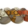 Women Cherry | Ladies Shoes Cherry Kaz Flower Leather Wedge Scuffs Sandals Shoe Size 5-10