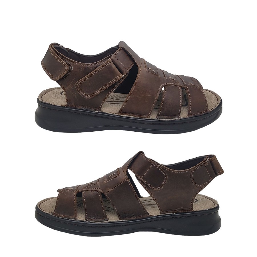 Men Woodlands | Woodlands Chester Mens Sandals Leather Upper Adjust Back Comfort Insole Light Brown