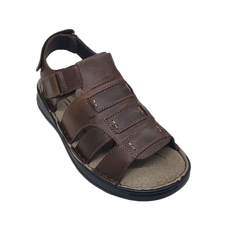 Men Woodlands | Woodlands Chester Mens Sandals Leather Upper Adjust Back Comfort Insole Light Brown