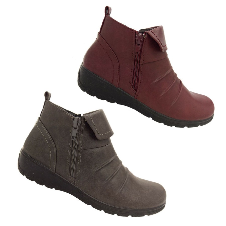 Women Lorella | Ladies Shoes Lorella Ember Ankle Boot Light Zip Sides Or Size 5-11 New