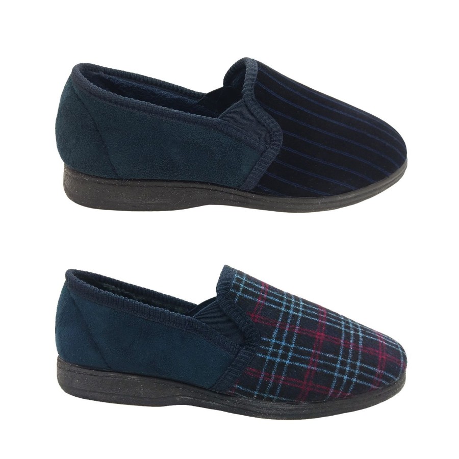 Men Grosby | Grosby Byron Mens Slippers Slip On Cosy Memory Foam Furry Lined Size 6-13