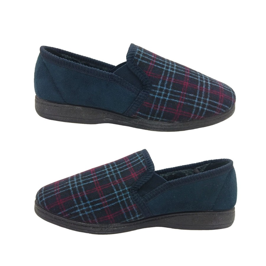 Men Grosby | Grosby Byron Mens Slippers Slip On Cosy Memory Foam Furry Lined Size 6-13