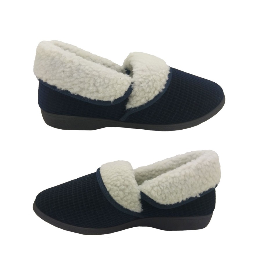 Women Panda | Panda Eba4 Ladies Slippers Warm Fluffy Fold Over Top Velour Winter Slipper