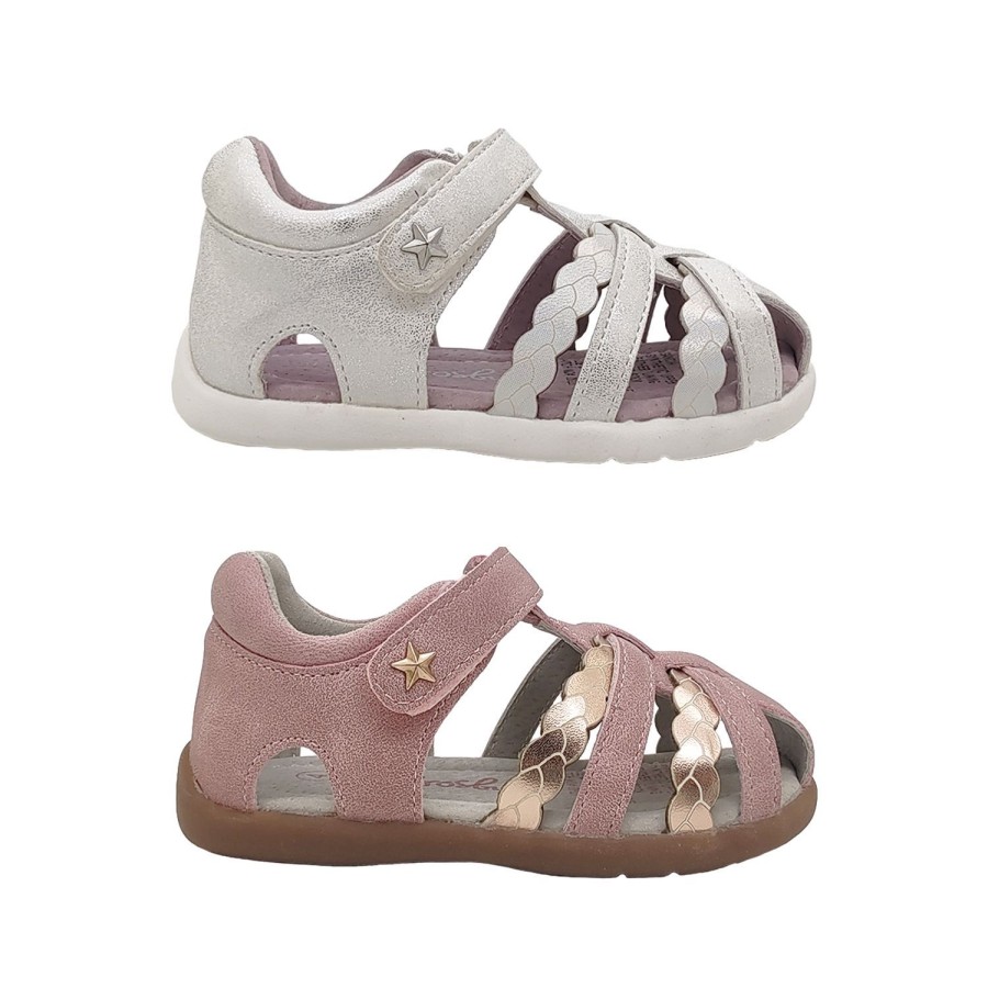 Kids Grosby Sandals | Grosby Sancia Little Girls Sandals Shoes Leather Lined Heel In Covered Toe Ankle Strap