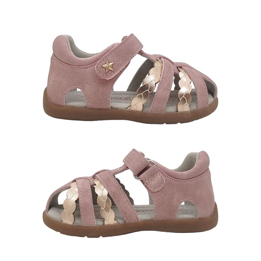 Kids Grosby Sandals | Grosby Sancia Little Girls Sandals Shoes Leather Lined Heel In Covered Toe Ankle Strap