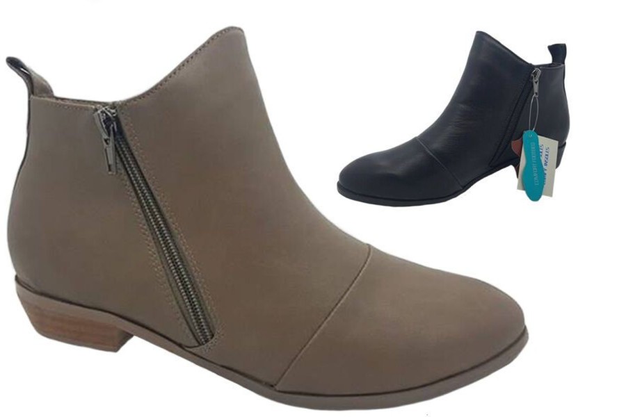 Women Step On Air | Ladies Boots Step On Air Cadie Zip Up Ankle Boot Leather Sock 6-10