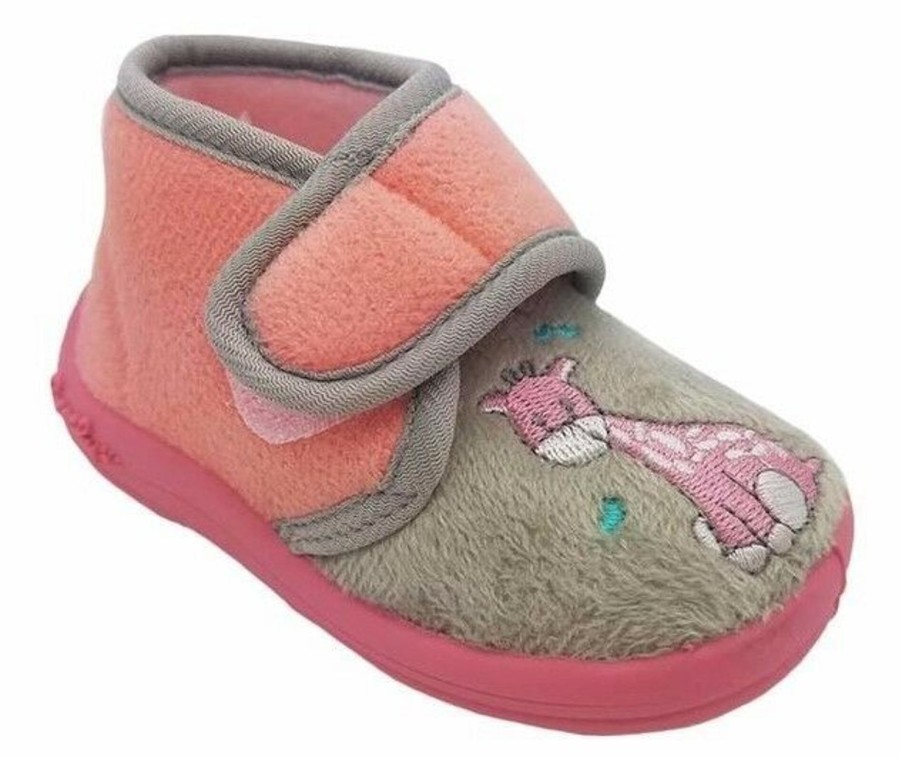 Kids Grosby Slippers | Girls Slippers Grosby Gia Giraffe Slipper Size 4-12 New Cute Salmon/Light Grey