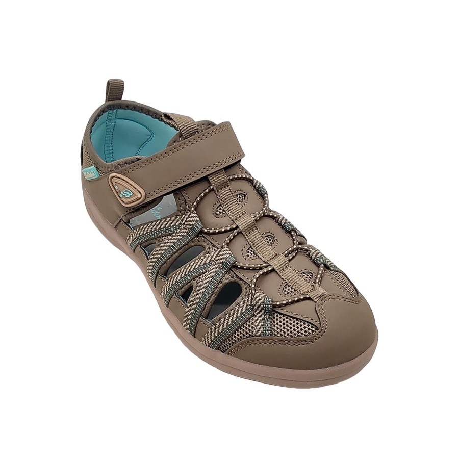 Women Bellissimo | Bellissimo Hilda Ladies Shoes Summer Style Closed Adjust Strap Light Taupe