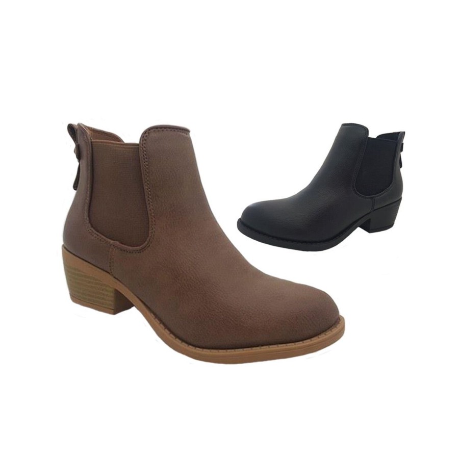 Women Catwalk by Inniu | Ladies Boots Inniu Catwalk Harly Short Pull On Ankle Boots Elastic Side