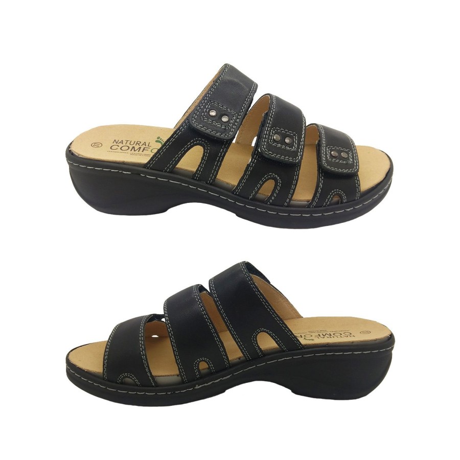 Women Natural Comfort | Natural Comfort Fauna Ladies Sandal Leather Slip On 3 Adjustable Straps