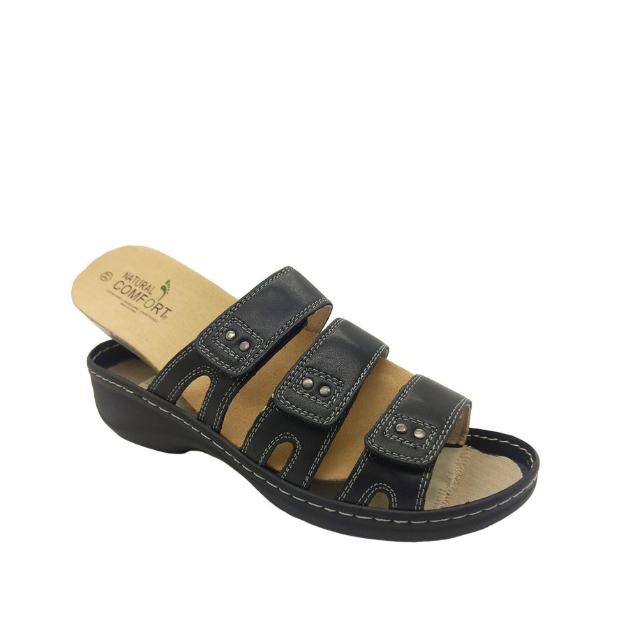 Women Natural Comfort | Natural Comfort Fauna Ladies Sandal Leather Slip On 3 Adjustable Straps