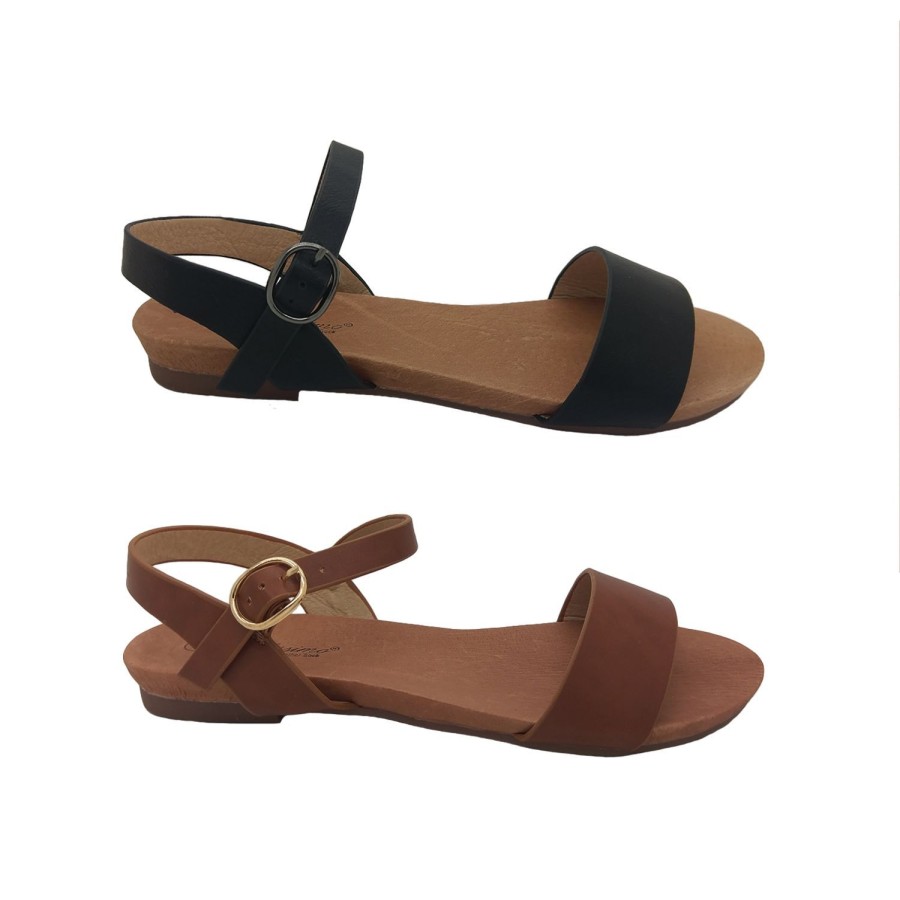 Women Bellissimo | Bellissimo New Clutch Ladies Sandals Summer Casual Flat Sole Ankle Buckle