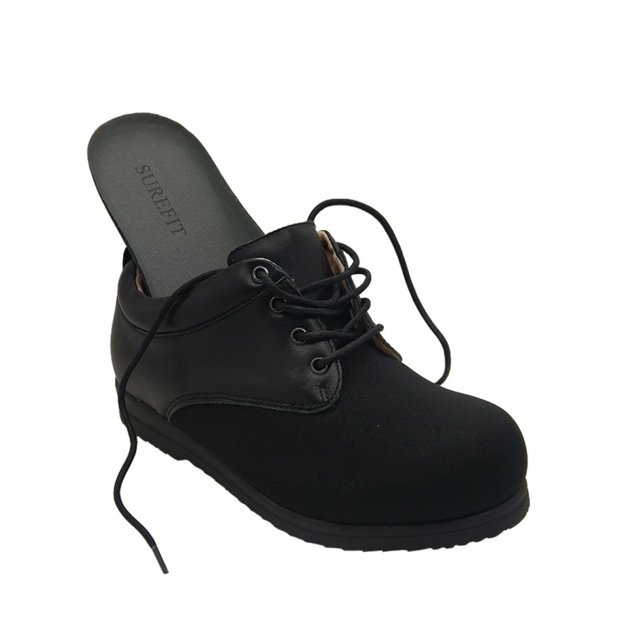 Women Surefit | Surefit Mr109 Womens Lace Up Shoe Specialist Orthopedic Wide Fit Comfort Black